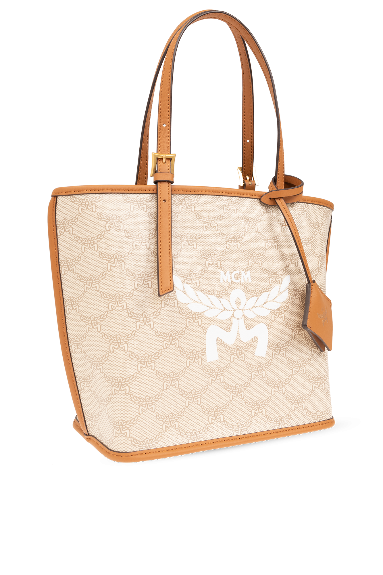 open-top cotton shoulder bag - Beige 'Himmel Mini' shopper